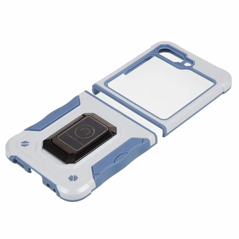 Per Samsung Galaxy Z Flip5 5G PC+TPU Phone Case Anello Supporto Supporto Protective Cover - Bianco