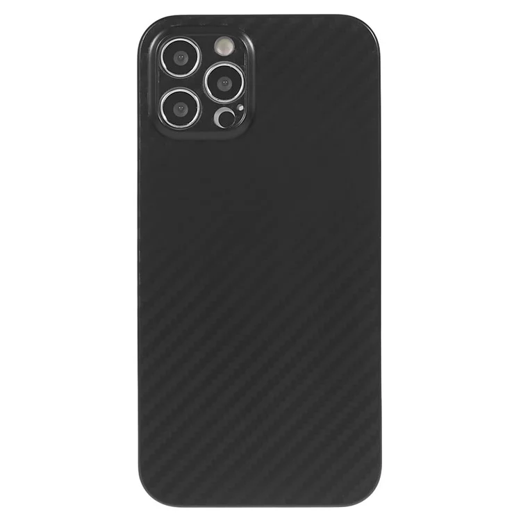 Für iPhone 12 Pro 6.1 Zoll Carbon Fiber Texture PC Cover Super Thin Phone Case (Präzise Linsenausschnitt) - Schwarz