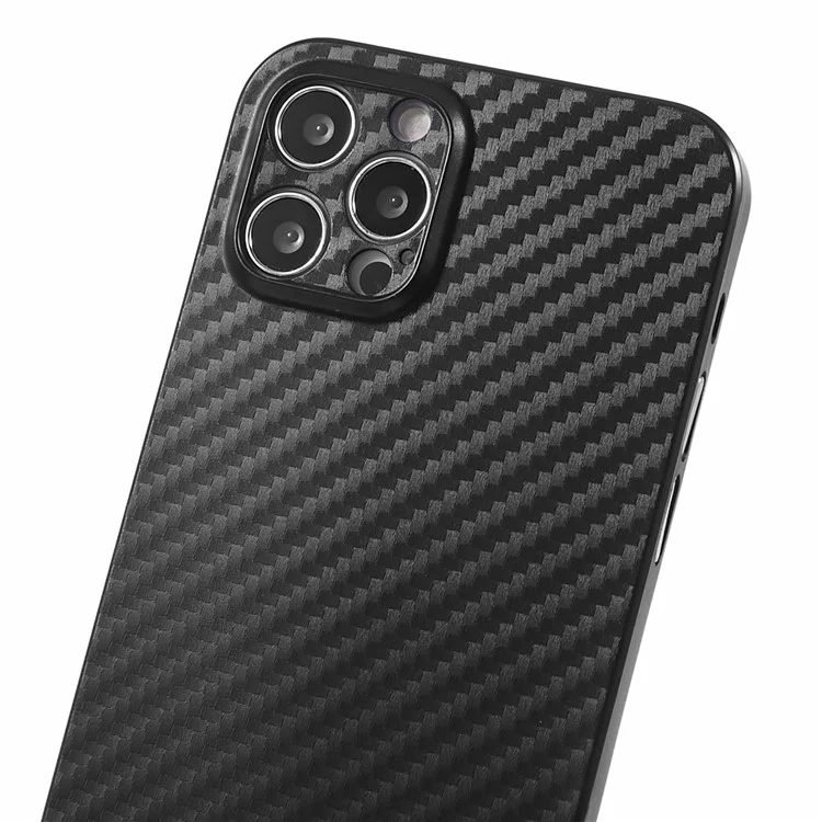 Für iPhone 12 Pro 6.1 Zoll Carbon Fiber Texture PC Cover Super Thin Phone Case (Präzise Linsenausschnitt) - Schwarz