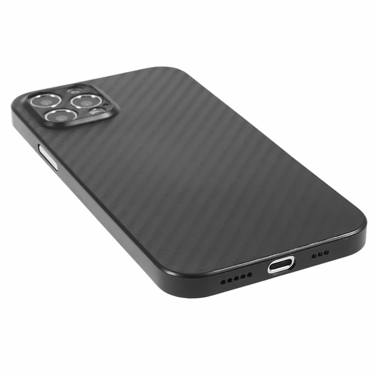 Für iPhone 12 Pro 6.1 Zoll Carbon Fiber Texture PC Cover Super Thin Phone Case (Präzise Linsenausschnitt) - Schwarz