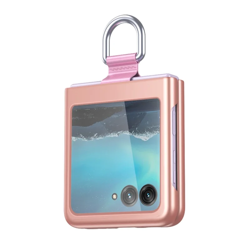 For Motorola Razr 40 Ultra 5G Rubberized Hard PC Phone Case Ring Holder Anti Drop Protective Cover - Rose Gold