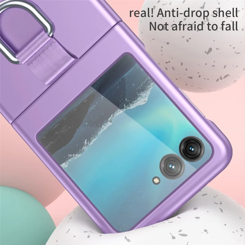 For Motorola Razr 40 Ultra 5G Rubberized Hard PC Phone Case Ring Holder Anti Drop Protective Cover - Rose Gold