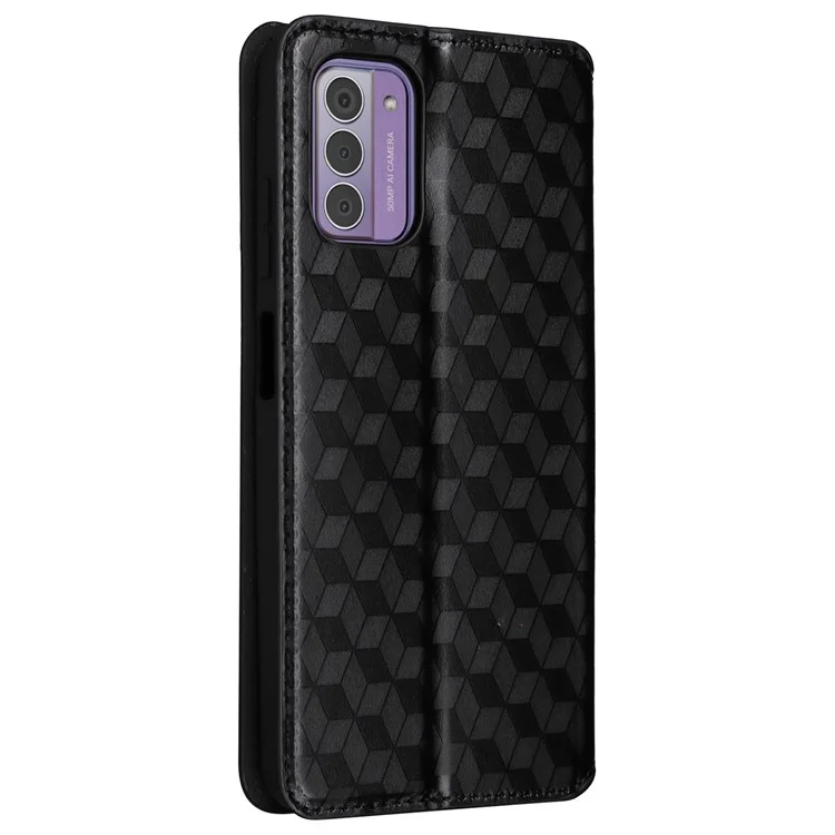 Capa de Telefone para Nokia C300 à Prova de Batida, Carteira de Couro PU Estampado com Estilo Rombóide, Capa de Flip com Suporte - Preto