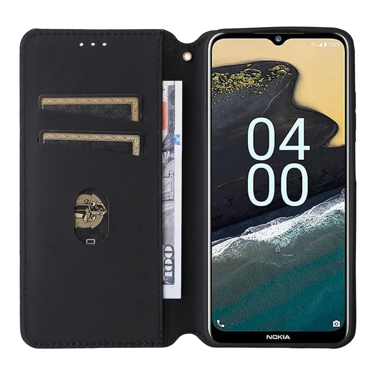 Phone Shell for Nokia C300 Bump Proof PU Leather Rhombus Imprinted Wallet Case Stand Flip Cover - Silver