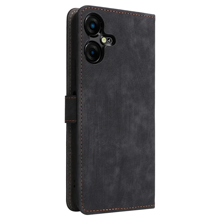 Para el caso del teléfono TECNO Pova Neo 3 4G LH6n, funda de piel RFID Blocking Wallet Stand Anti-Fall Cover con correa - Negro