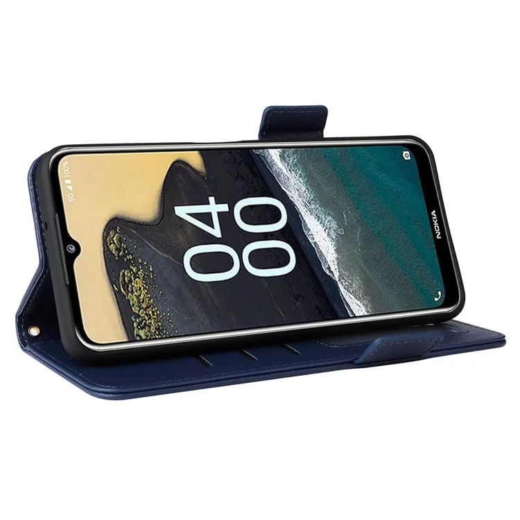 Para Nokia G42 Funda de piel de textura Litchi PU, cartera, soporte, a prueba de golpes, funda para teléfono con correa - Negro