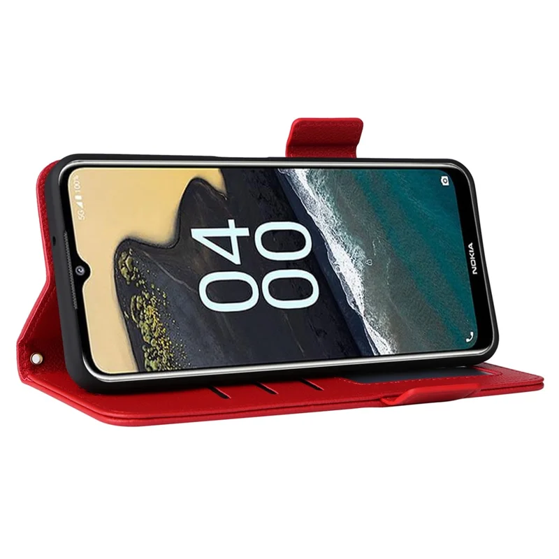 For Nokia G42 Litchi Texture PU Leather Case Wallet Stand Shockproof Phone Cover with Strap - Red