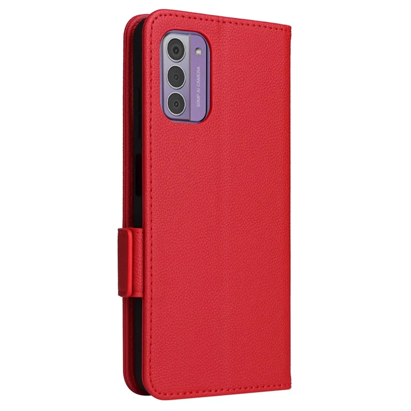For Nokia G42 Litchi Texture PU Leather Case Wallet Stand Shockproof Phone Cover with Strap - Red