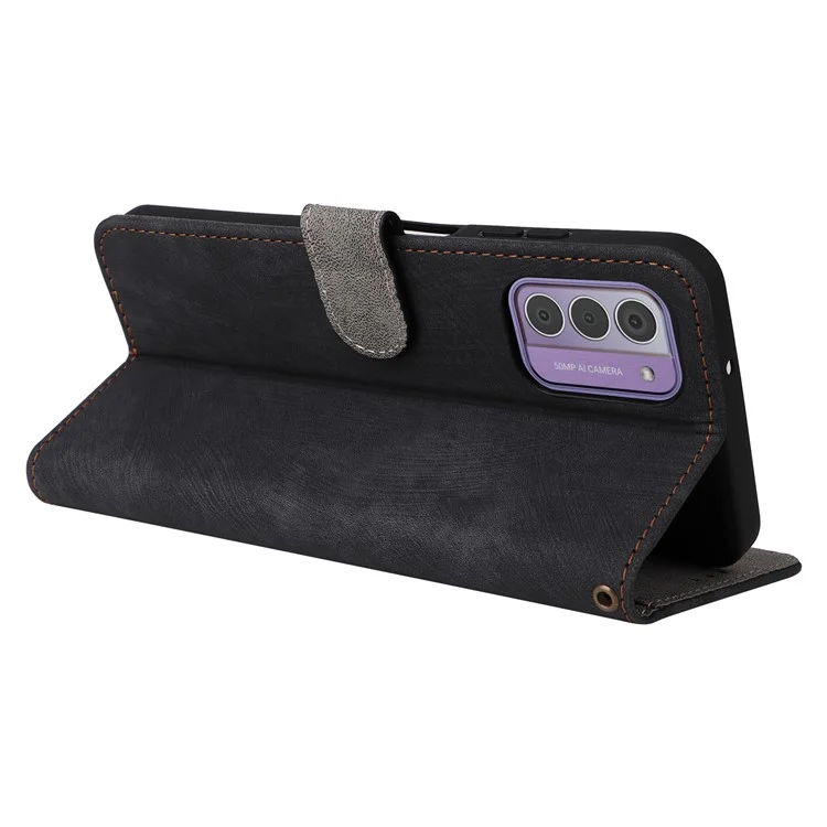 Para Nokia G42 RFID Blocking Wallet Phone Case PU Leather Anti-fall Stand Cover with Strap - Black