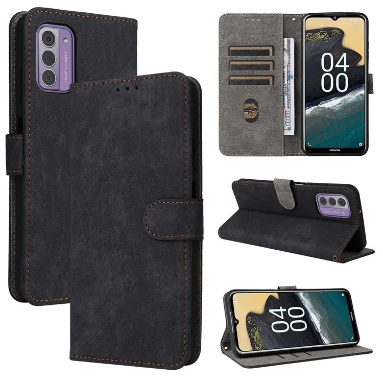 Para Nokia G42 RFID Blocking Wallet Phone Case PU Leather Anti-fall Stand Cover with Strap - Black