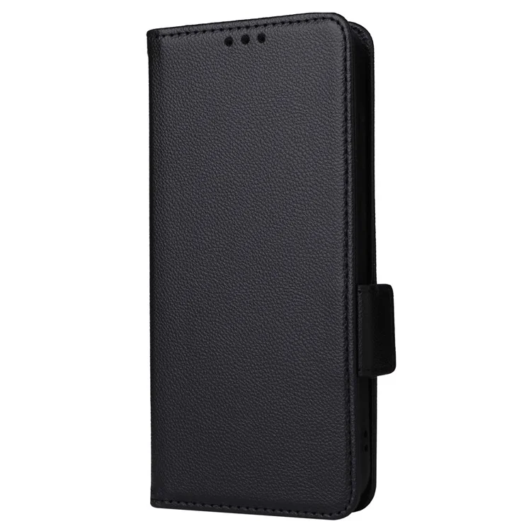 Para Samsung Galaxy S23 FE Anti-scratch Litchi Texture PU Leather Case Wallet Stand Phone Cover with Strap - Black