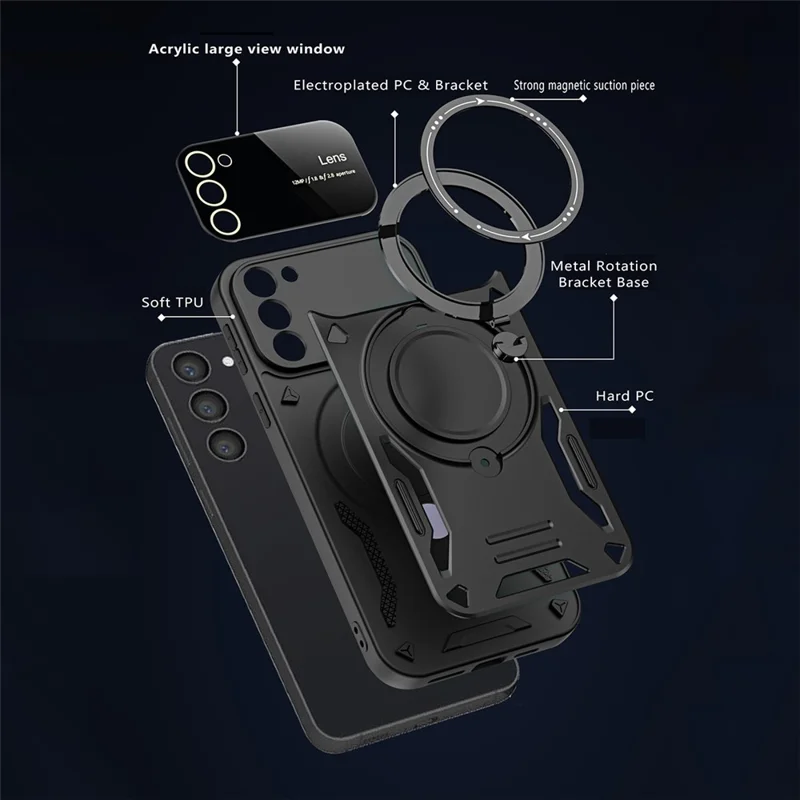 Kickstand-Handyhülle für Samsung Galaxy S23, PC+TPU-Rückseite kompatibel mit MagSafe - Rot