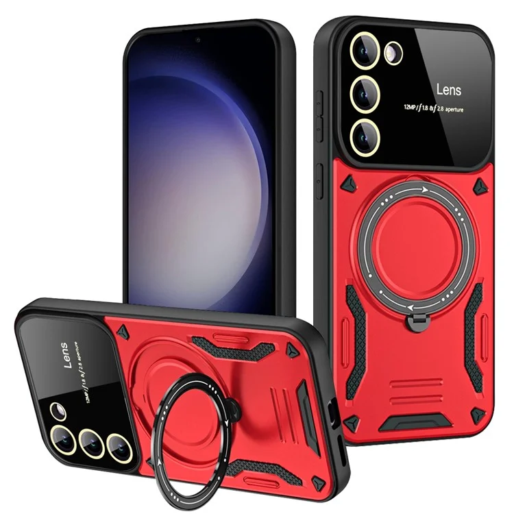 Phone Case for Samsung Galaxy S23+ Compatible with MagSafe PC+TPU Anti-drop Kickstand Cover - Red