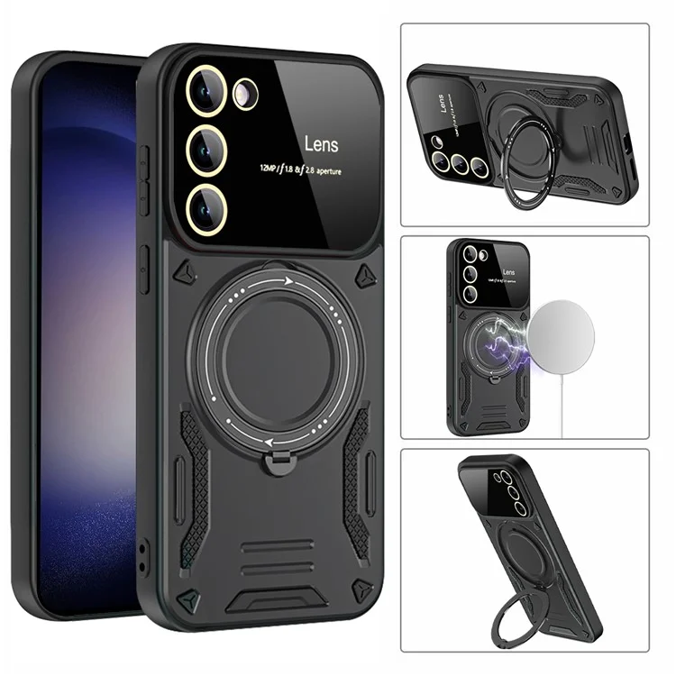 Phone Case for Samsung Galaxy S23+ Compatible with MagSafe PC+TPU Anti-drop Kickstand Cover - Red