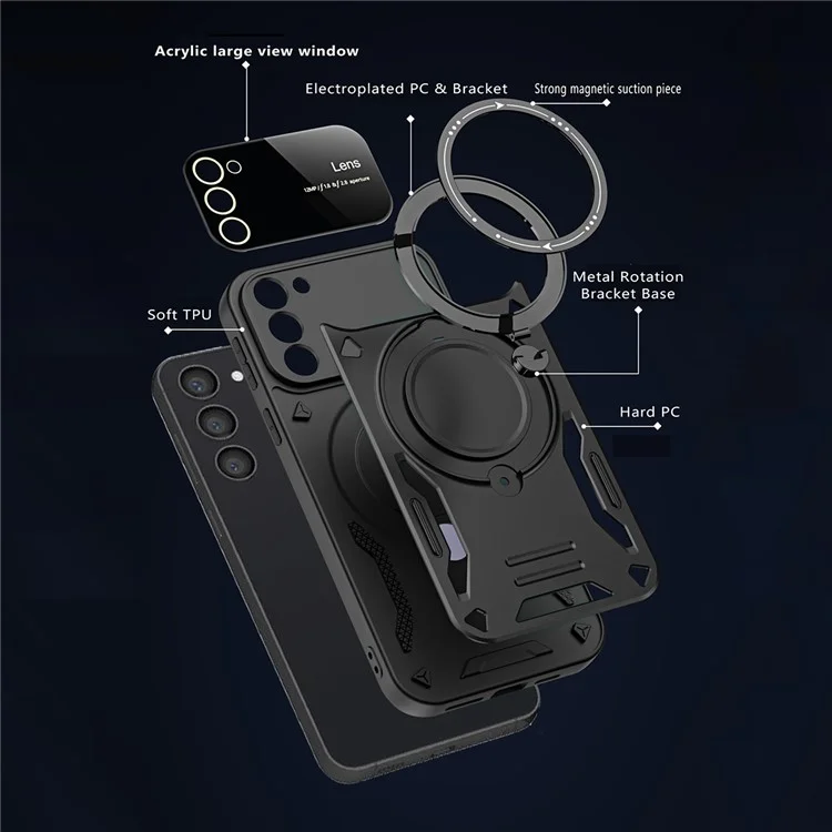 Phone Case for Samsung Galaxy S23+ Compatible with MagSafe PC+TPU Anti-drop Kickstand Cover - Red