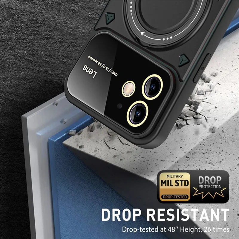 For iPhone 12 6.1 inch Compatible with MagSafe Phone Case PC+TPU Anti-drop Kickstand Cover - Red