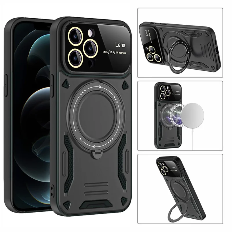 Shockproof Case for iPhone 12 Pro 6.1 inch Compatible with MagSafe PC+TPU Kickstand Phone Cover - Blue