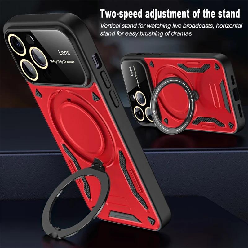 PC+TPU Back Case for iPhone 14 Pro Max Compatible with MagSafe Kickstand Phone Cover - Red