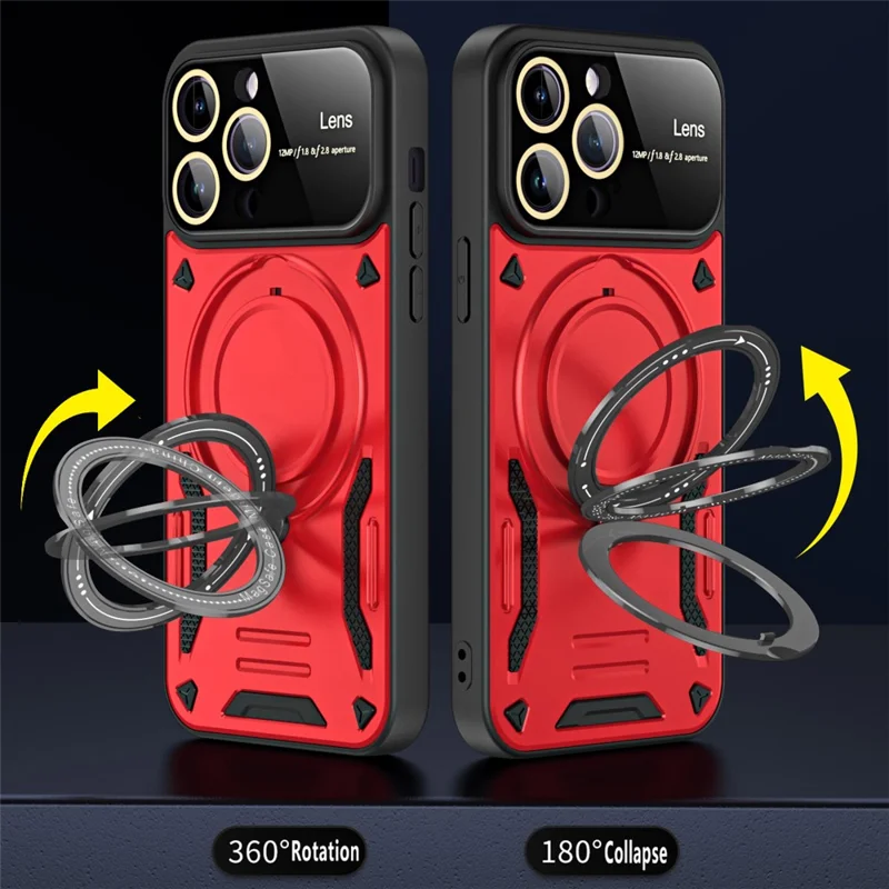 PC+TPU Back Case for iPhone 14 Pro Max Compatible with MagSafe Kickstand Phone Cover - Red