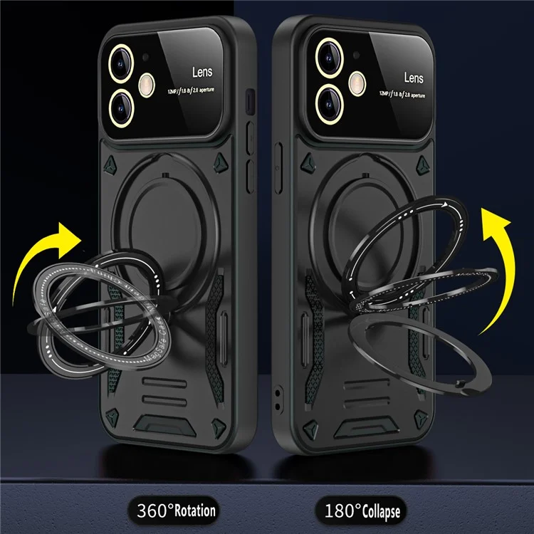 Scratch Resistant Case for iPhone 11 Compatible with MagSafe PC+TPU Kickstand Phone Cover - Black