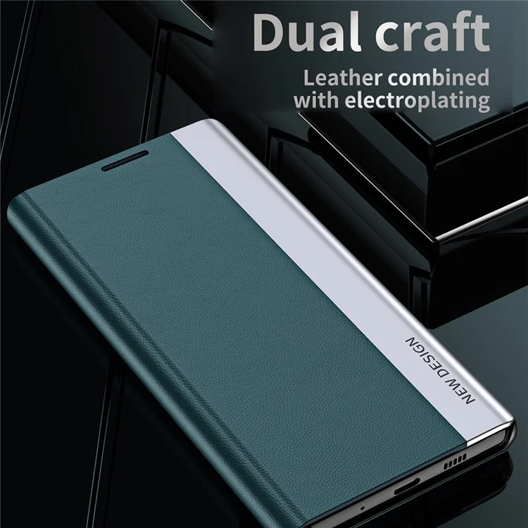 Für Samsung Galaxy S23 FE PU-Leder + PC Elektrovergoldung Handyhülle Fallschutz Ständer Case - Grün