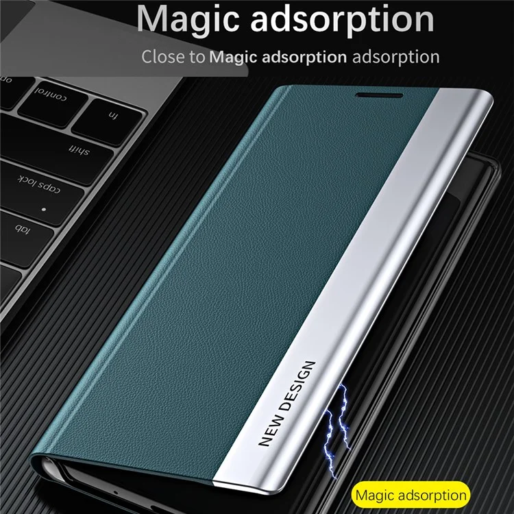 Für Samsung Galaxy S23 FE PU-Leder + PC Elektrovergoldung Handyhülle Fallschutz Ständer Case - Grün