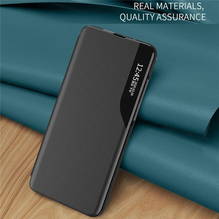 For Samsung Galaxy S23 FE View Window Phone Case PU Leather Drop Protection Stand Cover - Black