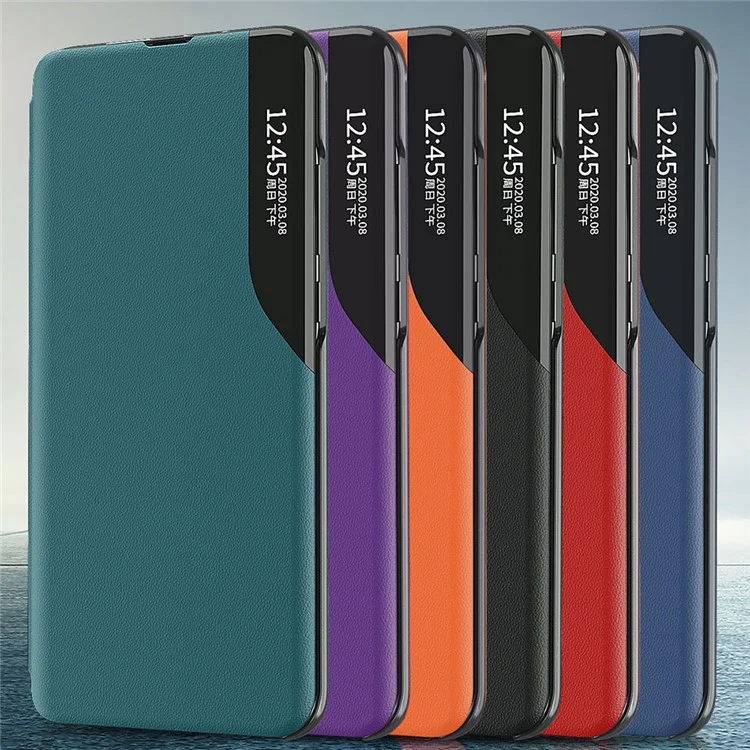 For Samsung Galaxy S23 FE View Window Phone Case PU Leather Drop Protection Stand Cover - Black