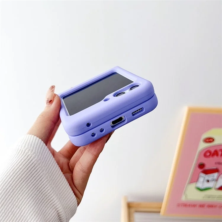 Silicone Phone Case for Samsung Galaxy Z Flip5 5G , Anti-scratch Protective Folding Phone Cover - Purple