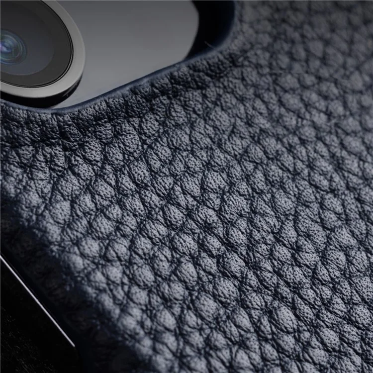 MELKCO Para iPhone 14 Pro Genuíno Couro de Vaca + Capa de Telefone PC Anti-Arranhões - Laranja