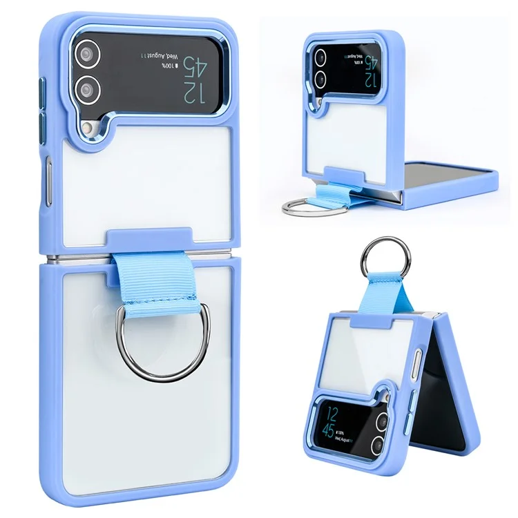 Для Samsung Galaxy Z Flip4 5G Soft TPU+ Твердый Корпус пк Прозрачный Ударной Крышку Телефона с Держателем Пальцев - Красное Вино
