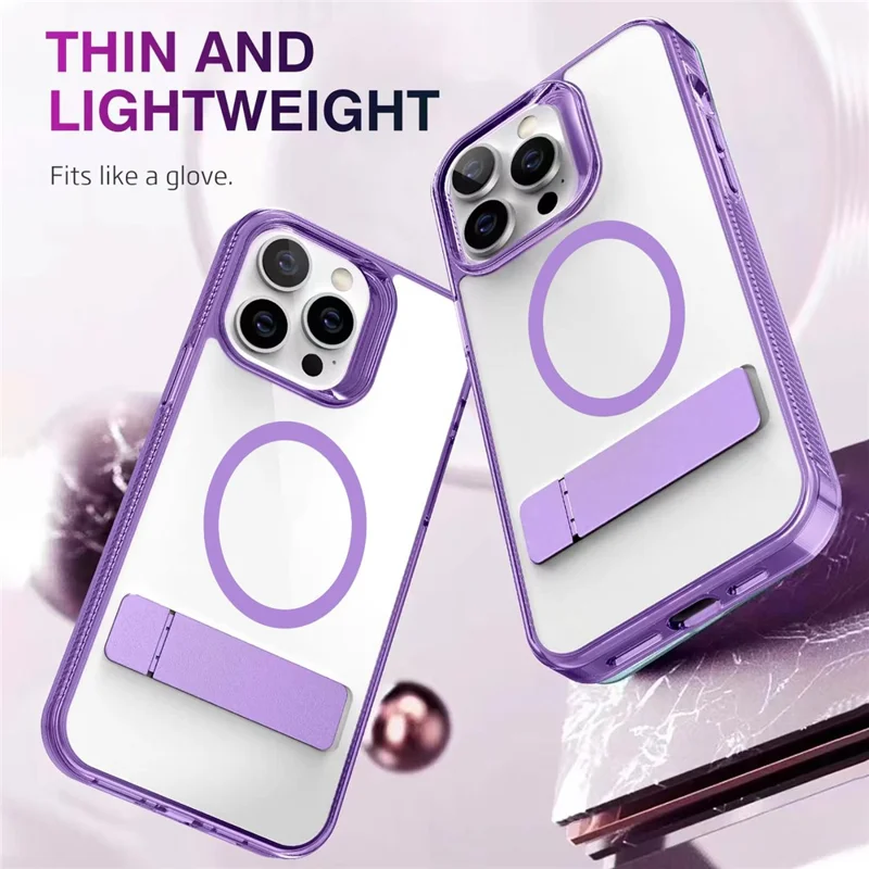 Bulk Purchasing G Style TPU+PC Phone Case for iPhone 15 Pro , Kickstand Cover Compatible with MagSafe - Transparent
