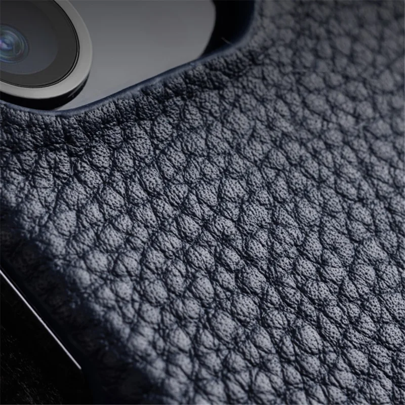 MELKCO For iPhone 13 Pro 6.1 inch Genuine Cow Leather+PC Back Cover Shockproof Phone Case - Black