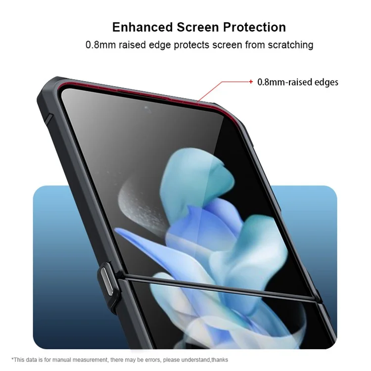 XUNDD For Samsung Galaxy Z Flip5 5G Acrylic+TPU Phone Case with Glass+Protective Bar - Black Laser Texture