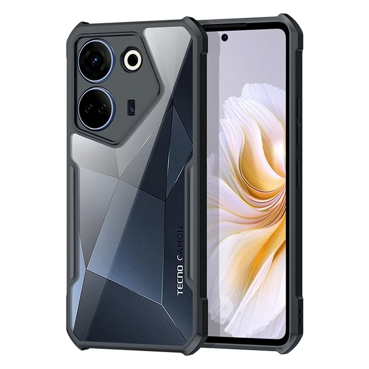 XUNDD For TECNO Camon 20 Pro 4G Acrylic+TPU Phone Case Shockproof Smartphone Cover - Black