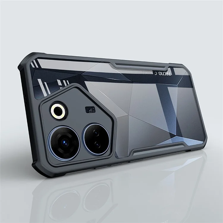 XUNDD For TECNO Camon 20 Pro 4G Acrylic+TPU Phone Case Shockproof Smartphone Cover - Black