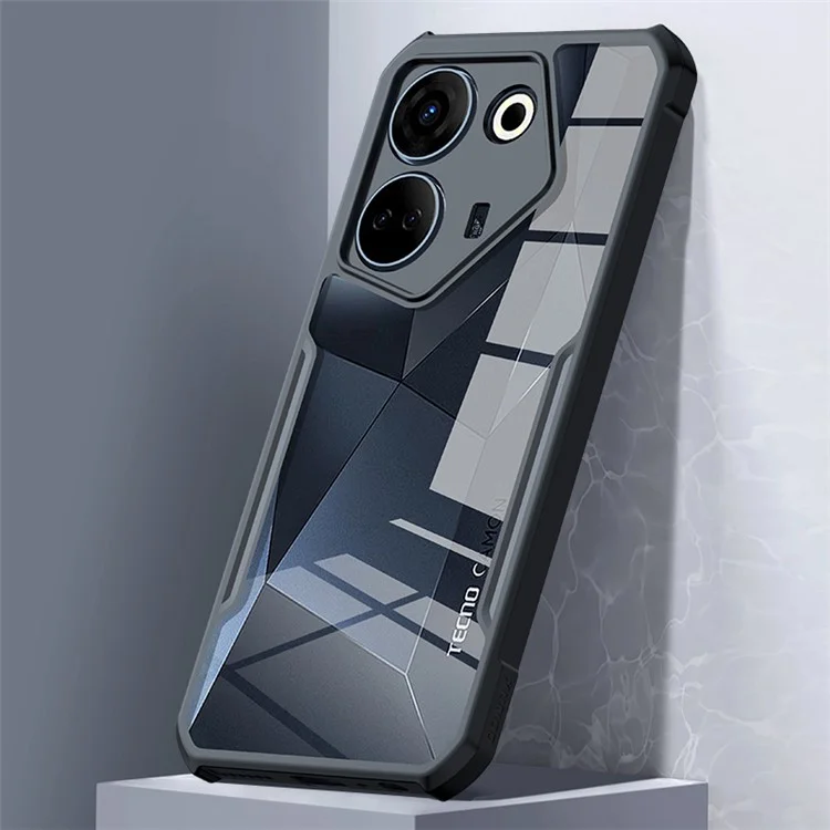 XUNDD For TECNO Camon 20 Pro 4G Acrylic+TPU Phone Case Shockproof Smartphone Cover - Black