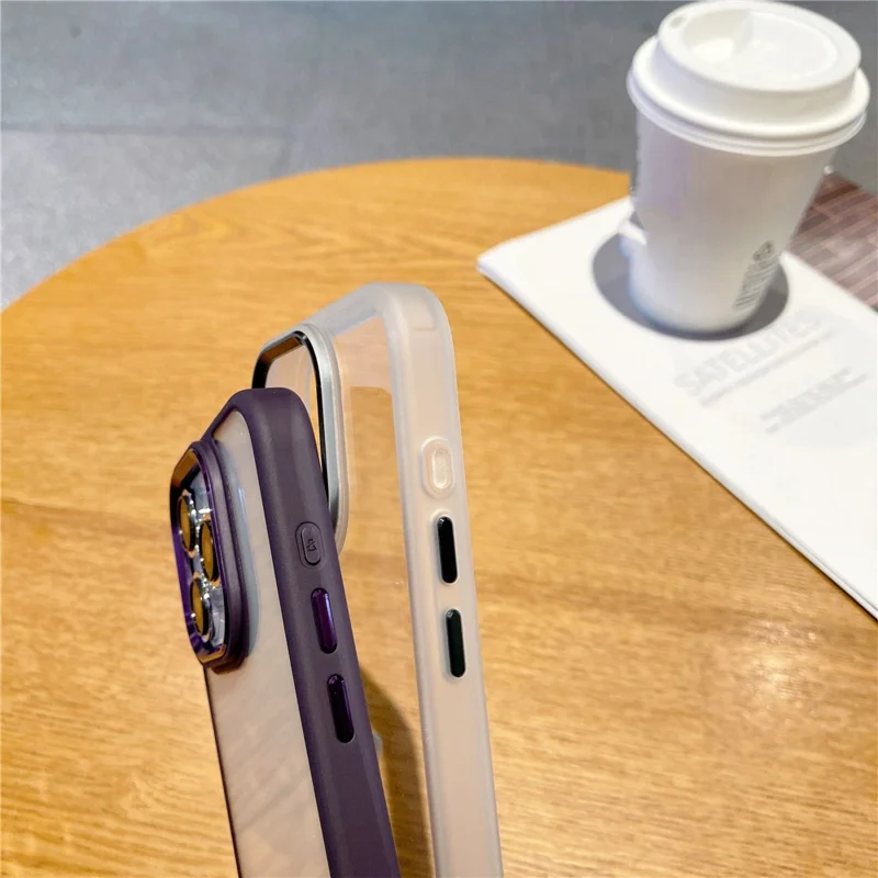 For iPhone 14 Pro Max TPU + PC Phone Case Metal Lens Frame Shockproof Cover - Translucent