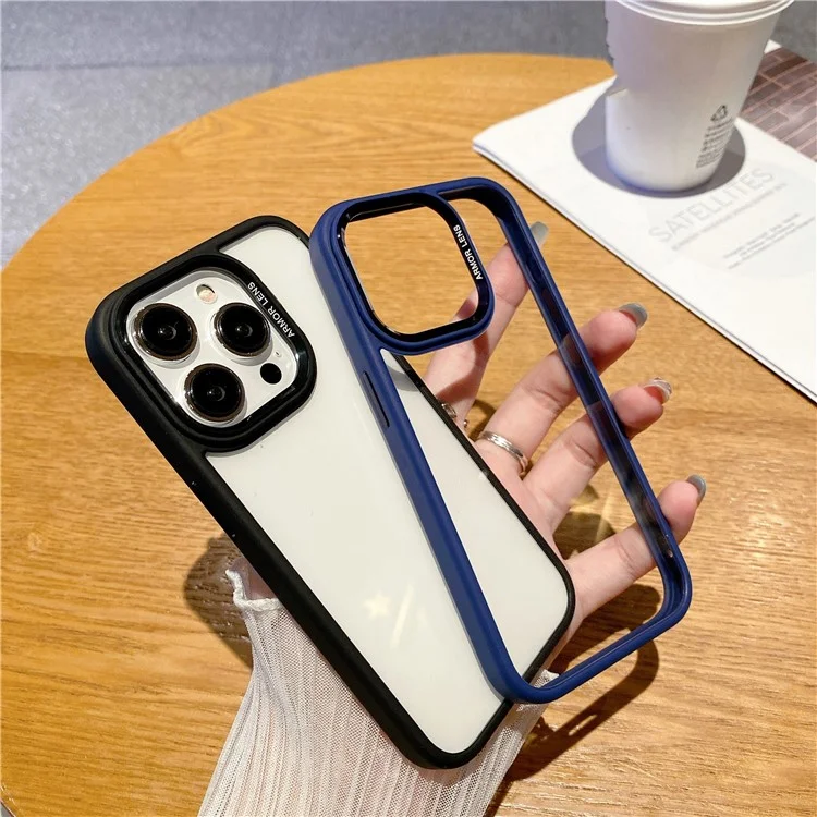 Защитный чехол для iPhone 14 Pro из металла и ударопрочного материала, с рамкой для объектива камеры - черный