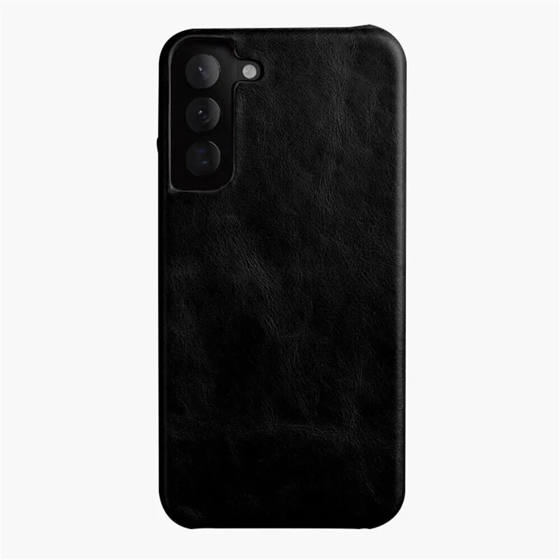 MELKCO Per Samsung Galaxy S22+ 5G Custodia per telefono Incomplete Waxy Genuine Cow Leather Coated PC Back Case - Nero