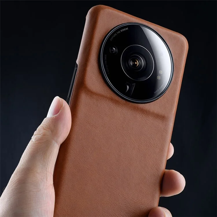 MELKCO для Xiaomi 12S Ultra 5G Противоударный телефонный чехол из неполной восковой натуральной кожи КРС с покрытием из поликарбоната - коричневый