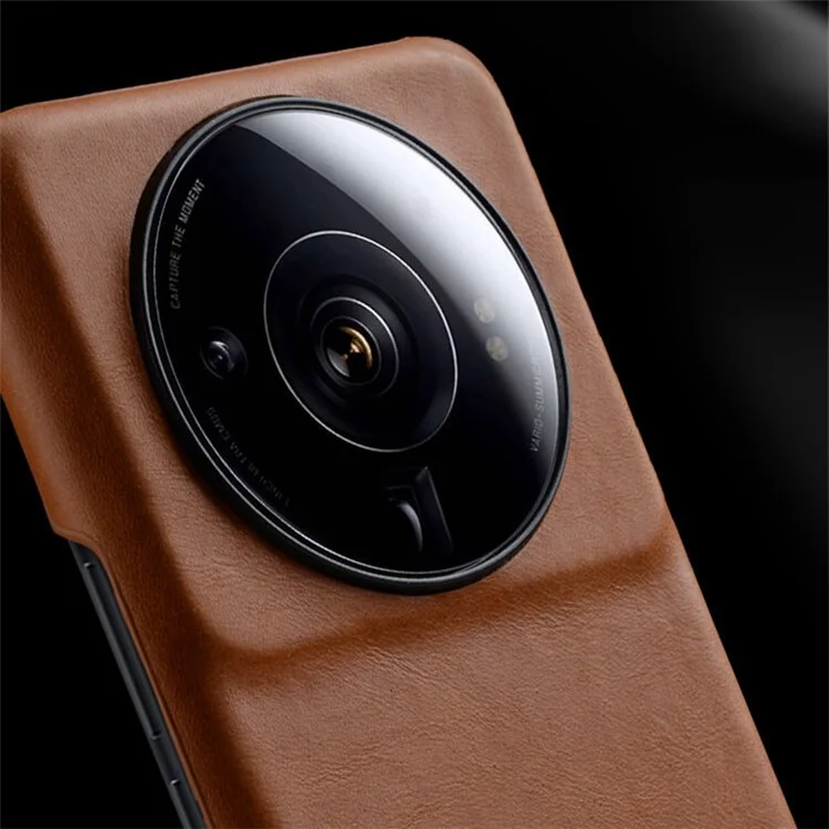 MELKCO для Xiaomi 12S Ultra 5G Противоударный телефонный чехол из неполной восковой натуральной кожи КРС с покрытием из поликарбоната - коричневый