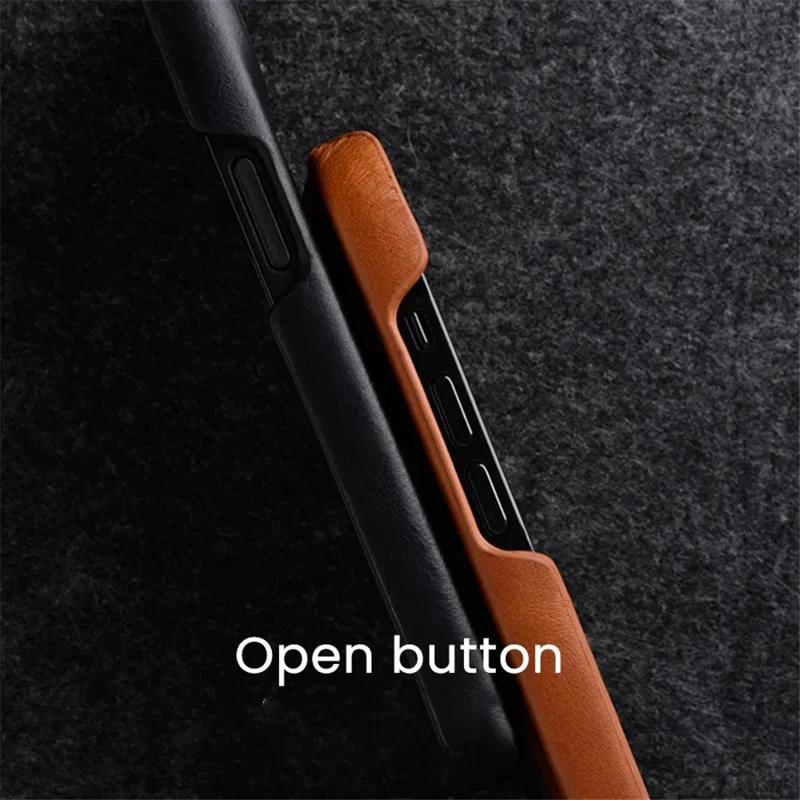 MELKCO Para iPhone 14 Pro Incomplete Waxy Genuine Cow Leather Coated PC Case Phone Guard Cover - Marrón