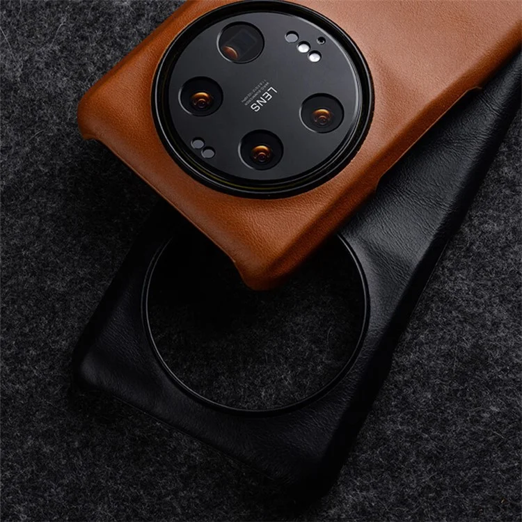 MELKCO per Xiaomi 13 Ultra Custodia protettiva in vera pelle bovina + pelle microfibrosa + copertura per telefono in PC con texture cerata - Marrone