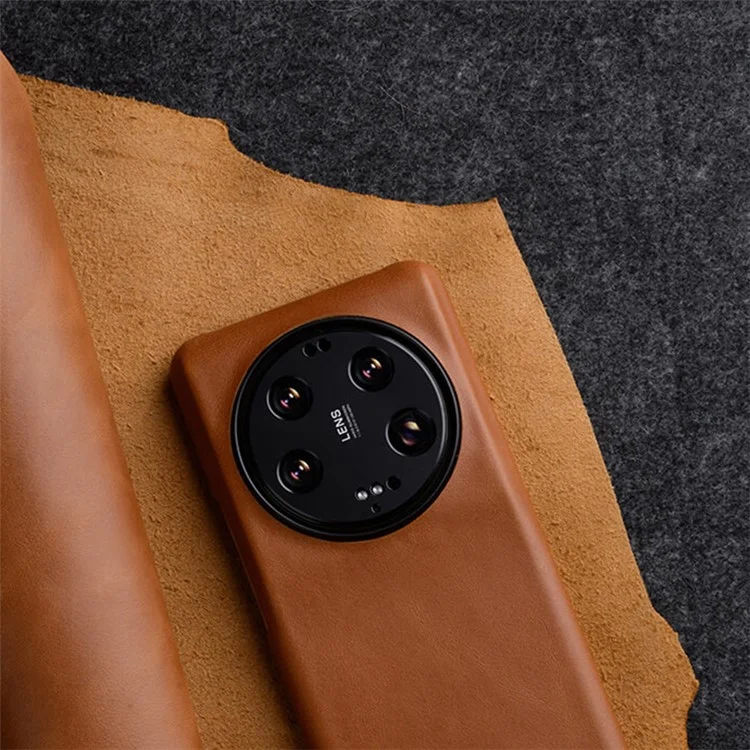 MELKCO per Xiaomi 13 Ultra Custodia protettiva in vera pelle bovina + pelle microfibrosa + copertura per telefono in PC con texture cerata - Marrone