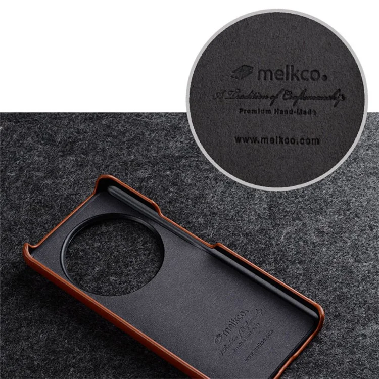 MELKCO per Xiaomi 13 Ultra Custodia protettiva in vera pelle bovina + pelle microfibrosa + copertura per telefono in PC con texture cerata - Marrone
