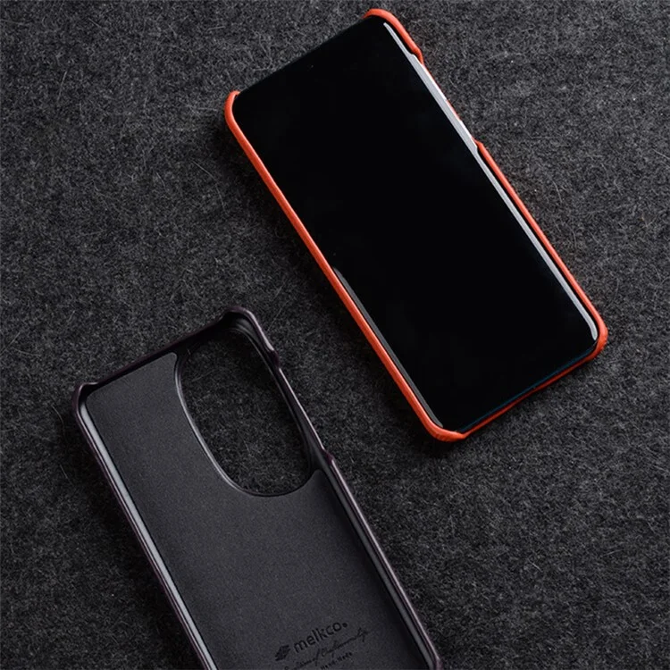 MELKCO Funda Rígida para Huawei P60 Art Genuina Piel de Vaca Revestida de PC Cubierta de Teléfono Incompleta - Negro
