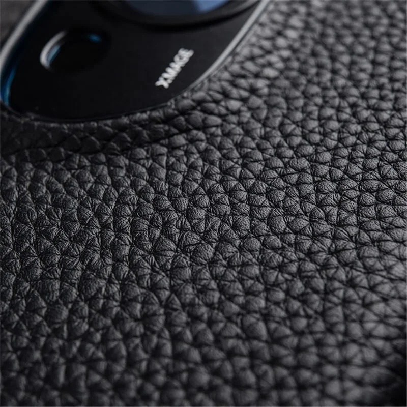 MELKCO Hartschale für Huawei P60 Art Echtes Rindsleder mit PC-Beschichtung - Unvollständige Handyhülle - Grau
