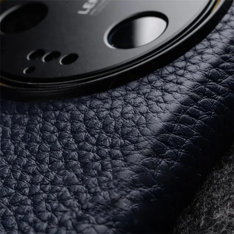 MELKCO Pour Xiaomi 13 Ultra Étui de téléphone portable en cuir véritable de vache enduit de PC - Bleu foncé