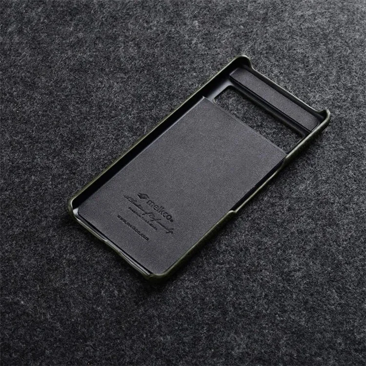 MELKCO Anti-fall Cover for Google Pixel 7 Pro 5G Genuine Cow Leather Coated PC Incomplete Phone Case - Black